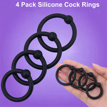 Load image into Gallery viewer, 4 Pack Silicone Stretchable Cock Rings Penis Balls Erection Enhancer Ring