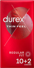 Load image into Gallery viewer, DUREX Thin Feel Latex Condoms 10's + 2 Free Width 54mm
