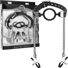 Load image into Gallery viewer, Mutiny Silicone O-Ring Gag With Nipple Clamps