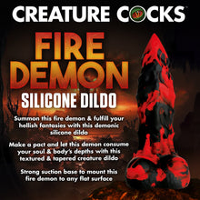 Load image into Gallery viewer, Creature Cocks Fire Demon Monster Silicone Dildo 8.5" Suction Cup Sex Toy