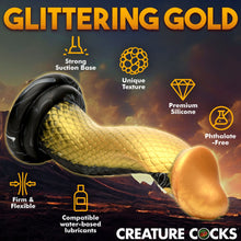 Load image into Gallery viewer, Creature Cocks Golden Snake Silicone Dildo Suction Cup 9" Dong Sex Toy