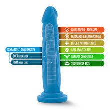 Load image into Gallery viewer, Blush Neo Dual Density 7.5" Cock Neon Dildo Suction Cup Sex Toy Blue