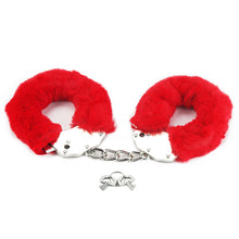 Load image into Gallery viewer, Lovetoy Fetish Pleasure Fluffy Hand Cuffs Red