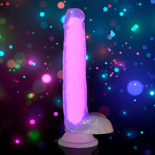 Load image into Gallery viewer, LOLLICOCK 7" GLOW-IN-THE-DARK SILICONE DILDO W/ BALLS PINK