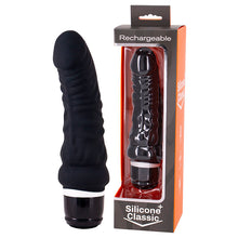 Load image into Gallery viewer, Seven Creations Silicone Thick Classic Rechargeable Vibrator Black Dildo