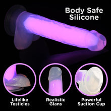 Load image into Gallery viewer, LOLLICOCK 7" GLOW-IN-THE-DARK SILICONE DILDO W/ BALLS PINK