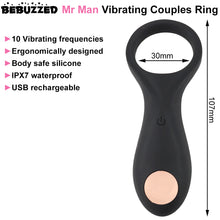 Load image into Gallery viewer, Bebuzzed Mr Man Vibrating Cock Ring USB Rechargeable Couples Penis Ring
