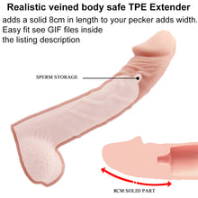 Load image into Gallery viewer, Baile Large Realistic Penis Extender Sleeve Couples Cock Ring 21cm Balls