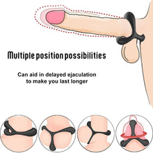 Load image into Gallery viewer, Double Cock Ring Cocksling 3-Loop Couples Delay Ejaculation Cock Sling