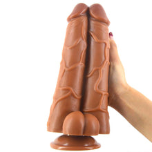Load image into Gallery viewer, FAAK 56 Huge Realistic Veined Double Dildo XXXL 26cm Large Wide Dong