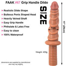 Load image into Gallery viewer, FAAK 11” Thrusting Handle Anal Plug 29cm Veined Dildo Huge Fat