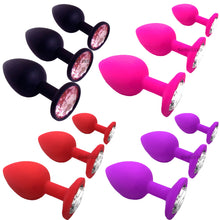 Load image into Gallery viewer, Jewel Anal Plug Butt Crystal Gem Stud Tear Drop Silicone Plugs