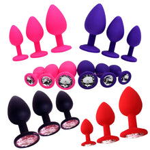 Load image into Gallery viewer, Jewel Anal Plug Butt Crystal Gem Stud Tear Drop Silicone Plugs