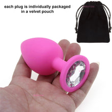 Load image into Gallery viewer, Jewel Anal Plug Butt Crystal Gem Stud Tear Drop Silicone Plugs