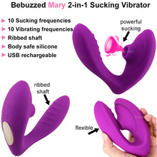Load image into Gallery viewer, Bebuzzed Mary 2 in 1 Clitoral Sucking Vibrator Clit Stimulator Dildo