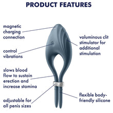 Load image into Gallery viewer, Satisfyer Duelist Vibrating Cock Ring Adjustable USB Couples Stamina Aid Sex Toy