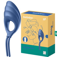 Load image into Gallery viewer, Satisfyer Swordsman Adjustable Vibrating Cock Ring Couples Penis Clit Blue