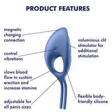Load image into Gallery viewer, Satisfyer Swordsman Adjustable Vibrating Cock Ring Couples Penis Clit Blue