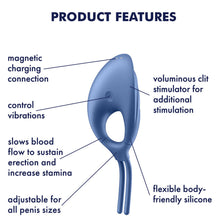 Load image into Gallery viewer, Satisfyer Swordsman Adjustable Vibrating Cock Ring Couples Penis Clit Sex Toy