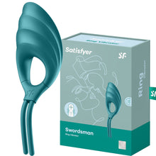 Load image into Gallery viewer, Satisfyer Swordsman Adjustable Vibrating Cock Ring Couples Penis Green