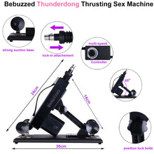 Load image into Gallery viewer, Automatic THRUSTING Sex Machine Telescopic 3XLR Dildo Vibrator 7x Dildos + Pole