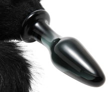 Load image into Gallery viewer, Midnight Fox Glass Anal Plug with Tail