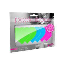 Load image into Gallery viewer, Neon Heart Pasties 3 Pk Green/Blue/Pink