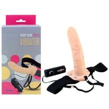 Load image into Gallery viewer, 8" Vibrating HOLLOW Dildo Strap-On Harness Remote Control Couples Dong Sex Toy