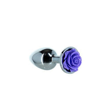 Load image into Gallery viewer, Purple Rose 3in Metal Butt Plug