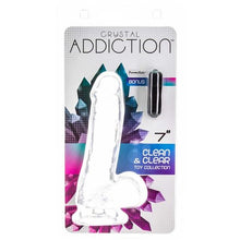 Load image into Gallery viewer, Addiction Crystal 7" Dildo with Balls & Bonus Power Bullet Vibrator Dong Sex Toy