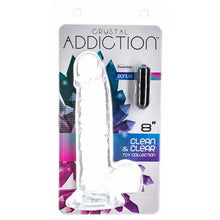 Load image into Gallery viewer, Addiction Crystal 8" Dildo with Balls & Bonus Power Bullet Vibrator Dong Sex Toy