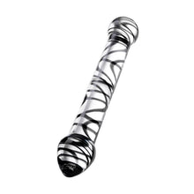 Load image into Gallery viewer, Sexus Glass Dildo Duo Black Swirl 20.5cm