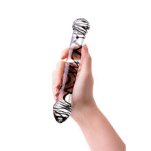 Load image into Gallery viewer, Sexus Glass Dildo Duo Black Swirl 20.5cm