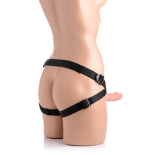 Load image into Gallery viewer, Seducer 7" Silicone Dildo w Harness Flesh