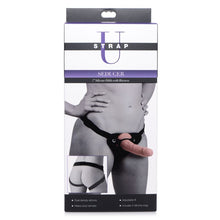 Load image into Gallery viewer, Seducer 7" Silicone Dildo w Harness Flesh