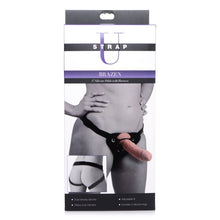 Load image into Gallery viewer, Brazen 8" Silicone Dildo w Harness Flesh