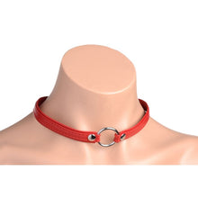 Load image into Gallery viewer, Fiery Pet Leather Choker w/ Silver Ring Red