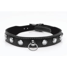 Load image into Gallery viewer, Bling Vixen Leather Choker w/ Clear Rhinestones