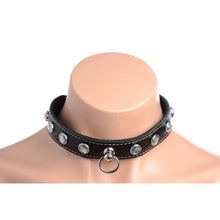 Load image into Gallery viewer, Bling Vixen Leather Choker w/ Clear Rhinestones