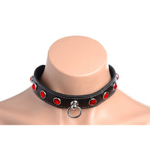 Load image into Gallery viewer, Bling Vixen Leather Choker w/ Red Rhinestones