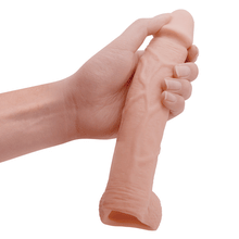 Load image into Gallery viewer, Baile Large Realistic Penis Extender Sleeve Couples Cock Ring 21cm Balls