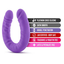 Load image into Gallery viewer, Ruse Silicone 18" Large Purple Double Dong Lesbian Couples Sex Toy