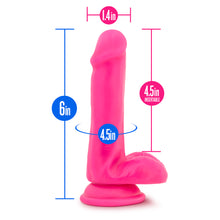 Load image into Gallery viewer, Blush Neo Dual Density Cock Balls 6" Dildo Neon Pink Dong Sex Toy
