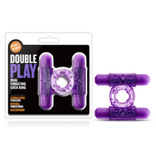 Load image into Gallery viewer, Play With Me Double Play Dual Vibrating Cock Ring Purple