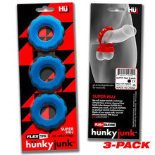 Load image into Gallery viewer, Super Hunkyjunk 3 Pc Cockrings Teal Ice