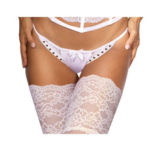 Load image into Gallery viewer, Microfiber and Lace G-String with Studs White