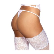 Load image into Gallery viewer, Microfiber and Lace G-String with Studs White