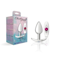 Load image into Gallery viewer, Cheeky Charms Silver Anchor Butt Plug w Clear and Pink Jewel Kit