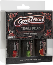 Load image into Gallery viewer, Goodhead Tingle Drops - 3-Pack Strawberry Apple Watermelon Personal Lube