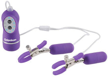 Load image into Gallery viewer, 10 Function Vibrating Nipple Clamps (Purple)